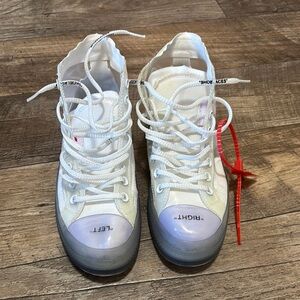 Converse White and Blue High-Top Sneakers with Iridescent Finish 
SAMPLE